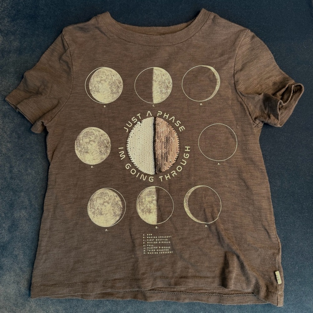 Charcoal Gray Moon Phase Kids T-Shirt